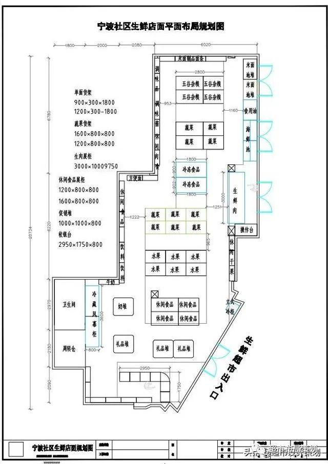 平面布局截图:店面现场视频:项目实景:宁波社区生鲜店面布局设计说明