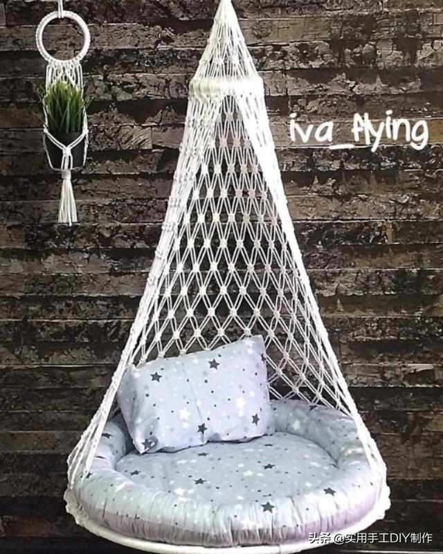 编绳作品35款各种形状的吊椅有兴趣的可以模仿一个