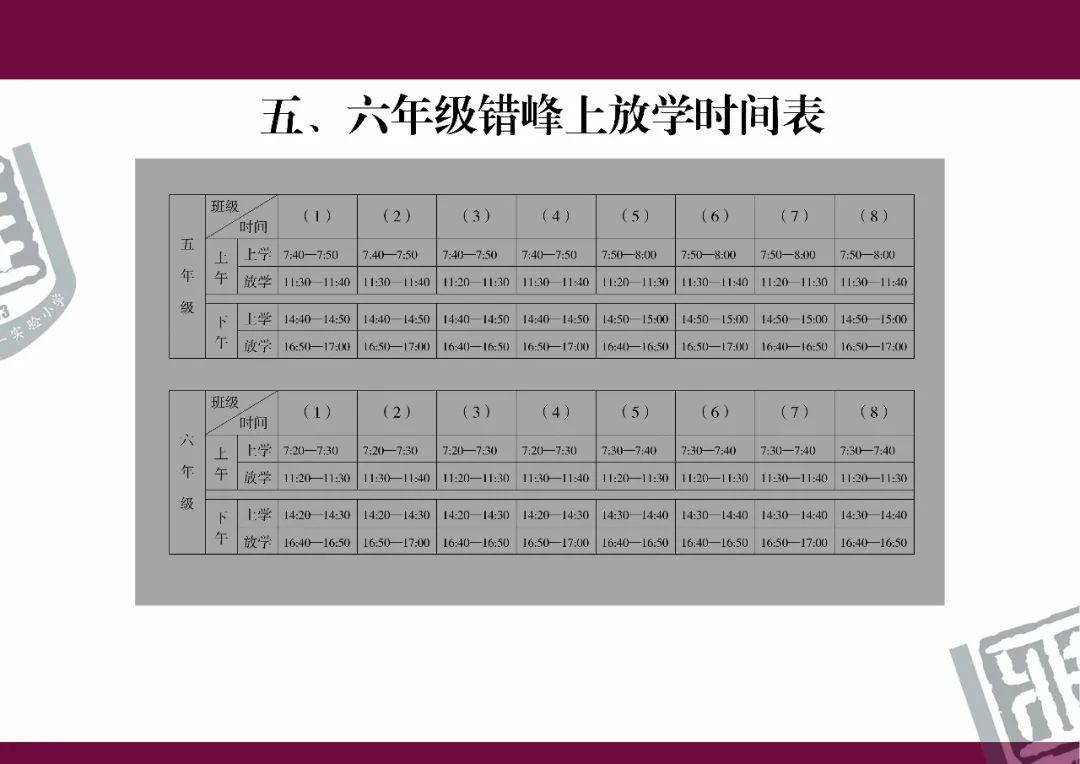 3,錯峰上放學時間表五,六年級(在西校區上課)四年級(在校本部上課)2