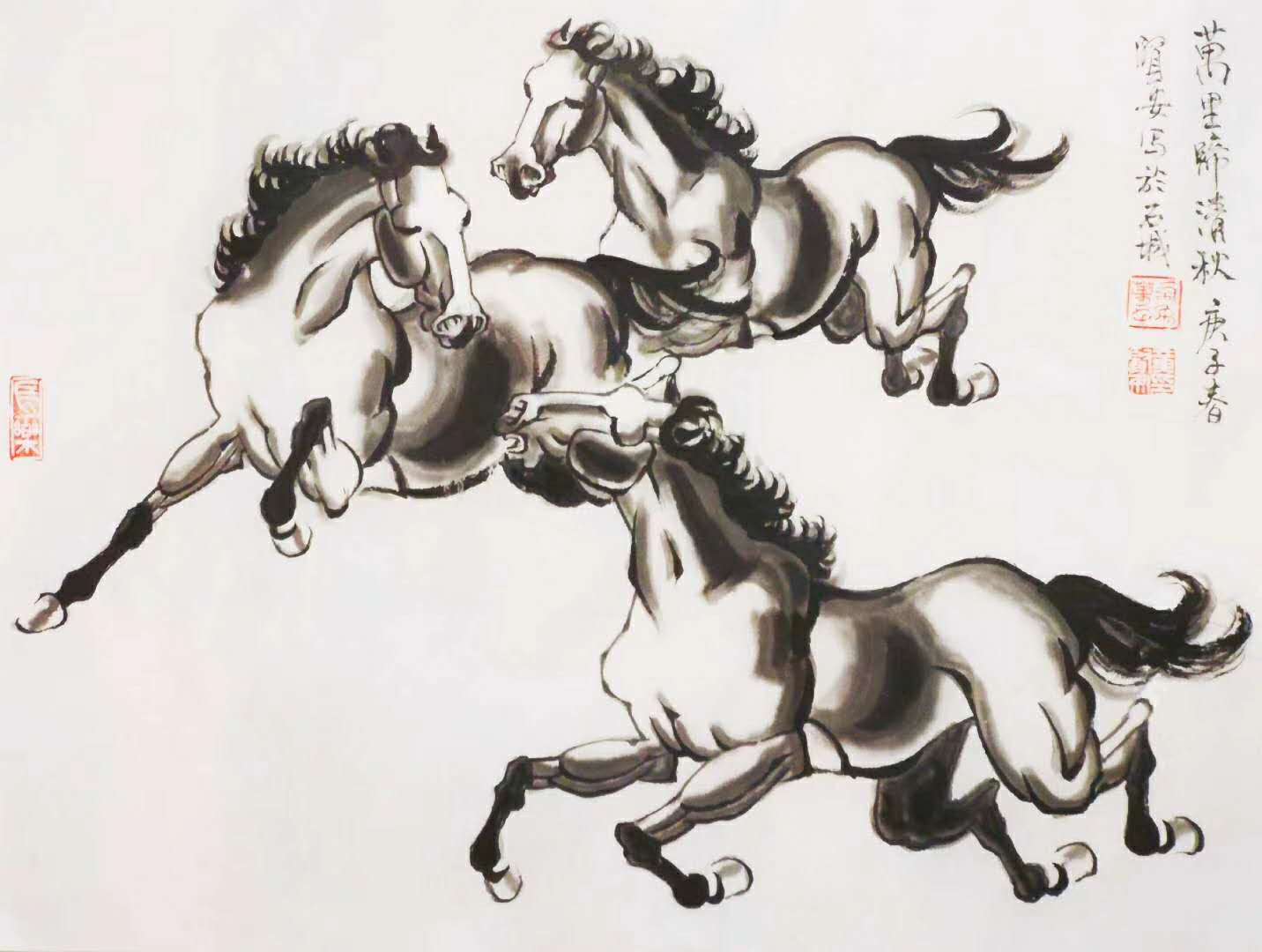 除临摹《大闹天空》外,黄贤安还画古代大将军,画将军胯下的战马.