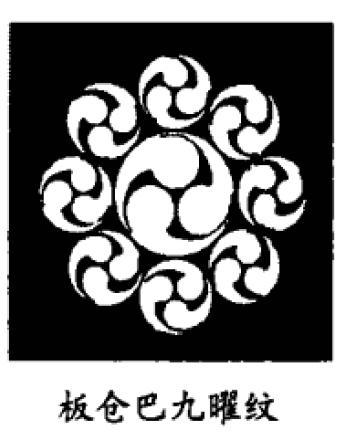 下图:离九曜(更改后的细川家纹)中图:板仓九曜上图:寄九曜(细川家最初