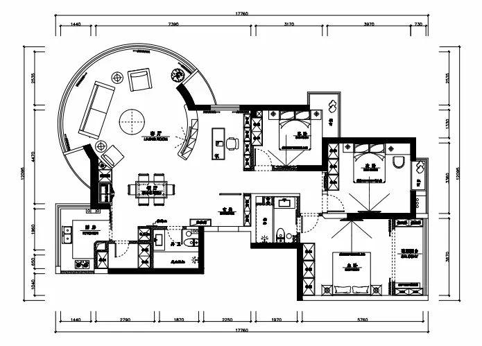 看到这个户型图,就觉得很新颖,想必对设计师也是一种考验!
