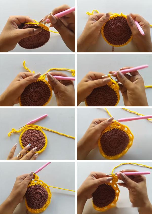 只需两种颜色的线就能钩出百种花样向日葵装点生活全靠它附教程