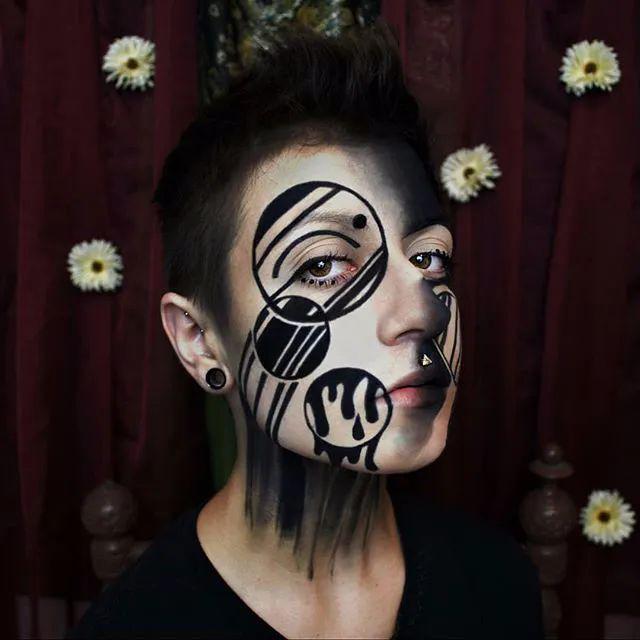 值得收藏只用黑色来画创意妆