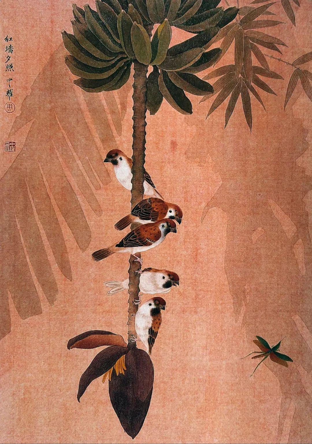 学习内容:学习周中耀和郭子良两位老师的花鸟作品各一幅(范画见上图)