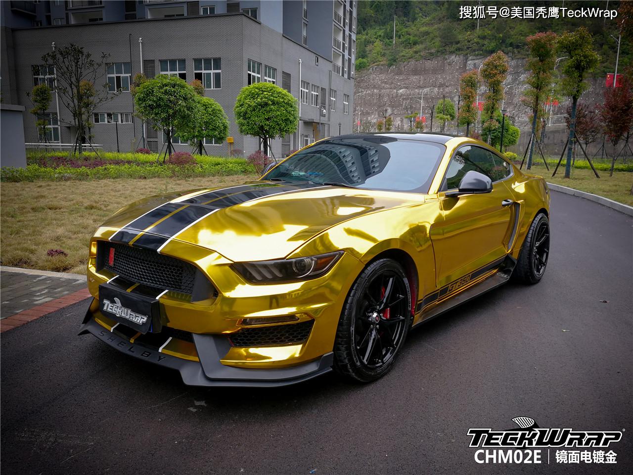 秃鹰teckwrap汽车车身改色贴进口膜chm02e镜面电镀金福特