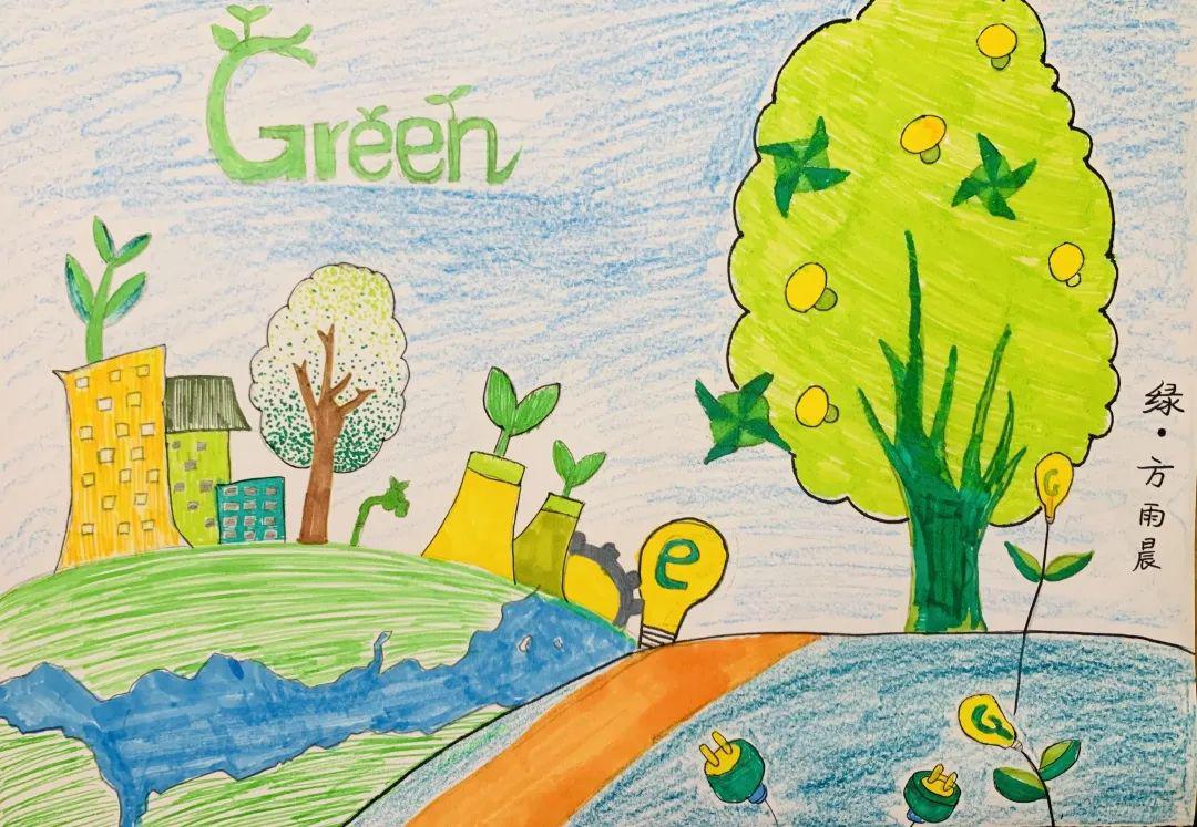 绿色家园绘画大全简单图片