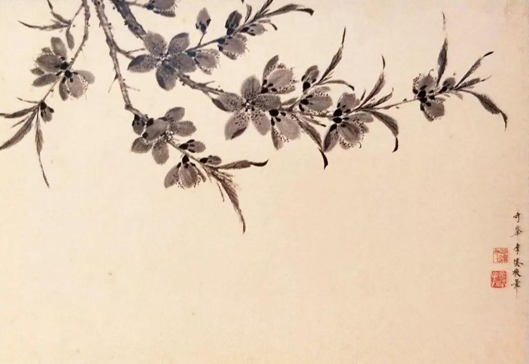 李奇峰 墨桃图立轴设色纸本题识:奇峰李琪枝笔.