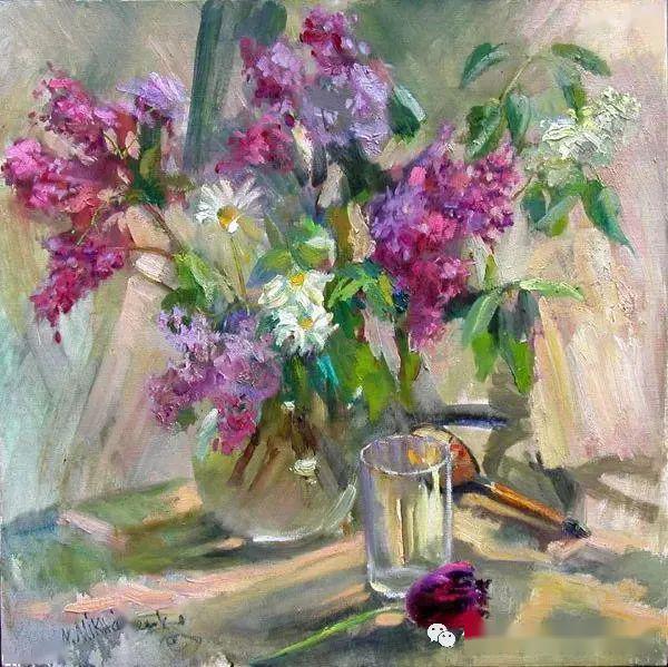 俄罗斯女画家妮娜米哈伊连科花卉油画作品赏析