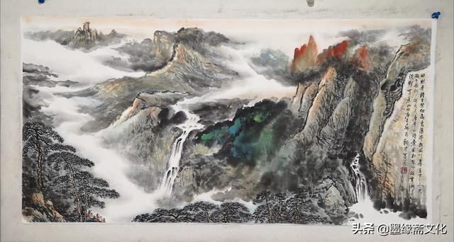 观画者阅后产生无限暇想的山水画-王朝才画家作品欣赏