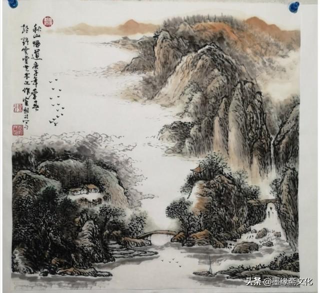 观画者阅后产生无限暇想的山水画-王朝才画家作品欣赏