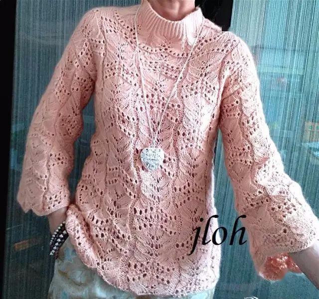 漂亮的宽松袖志田毛衣附图解和编织说明