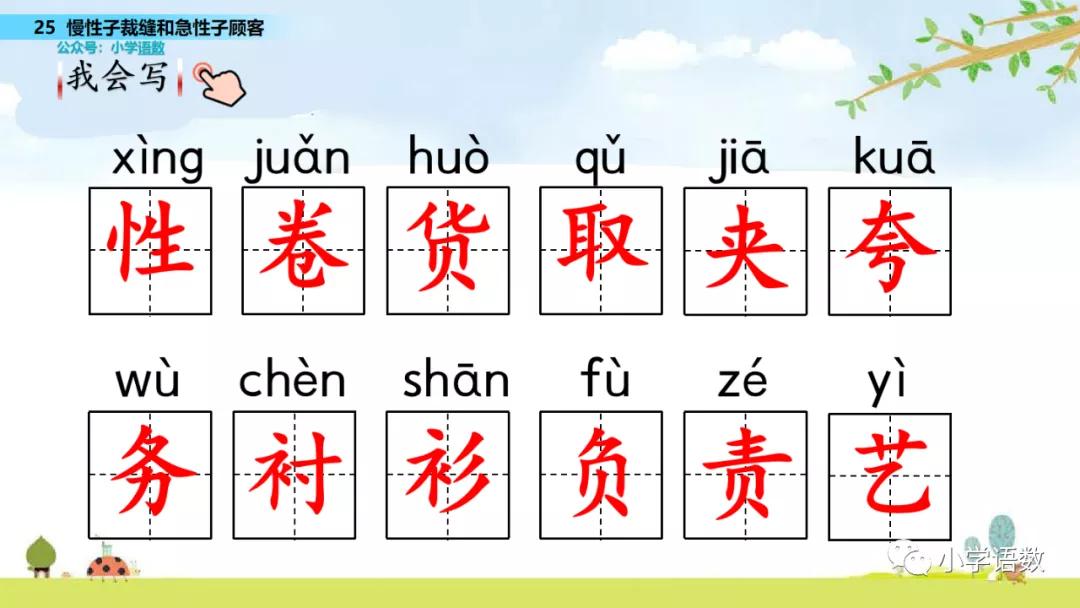 部编版三年级下册第25课慢性子裁缝和急性子顾客图文讲解