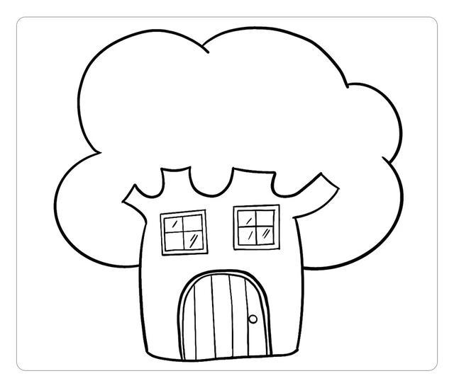 幼儿园简笔画房子和树图片
