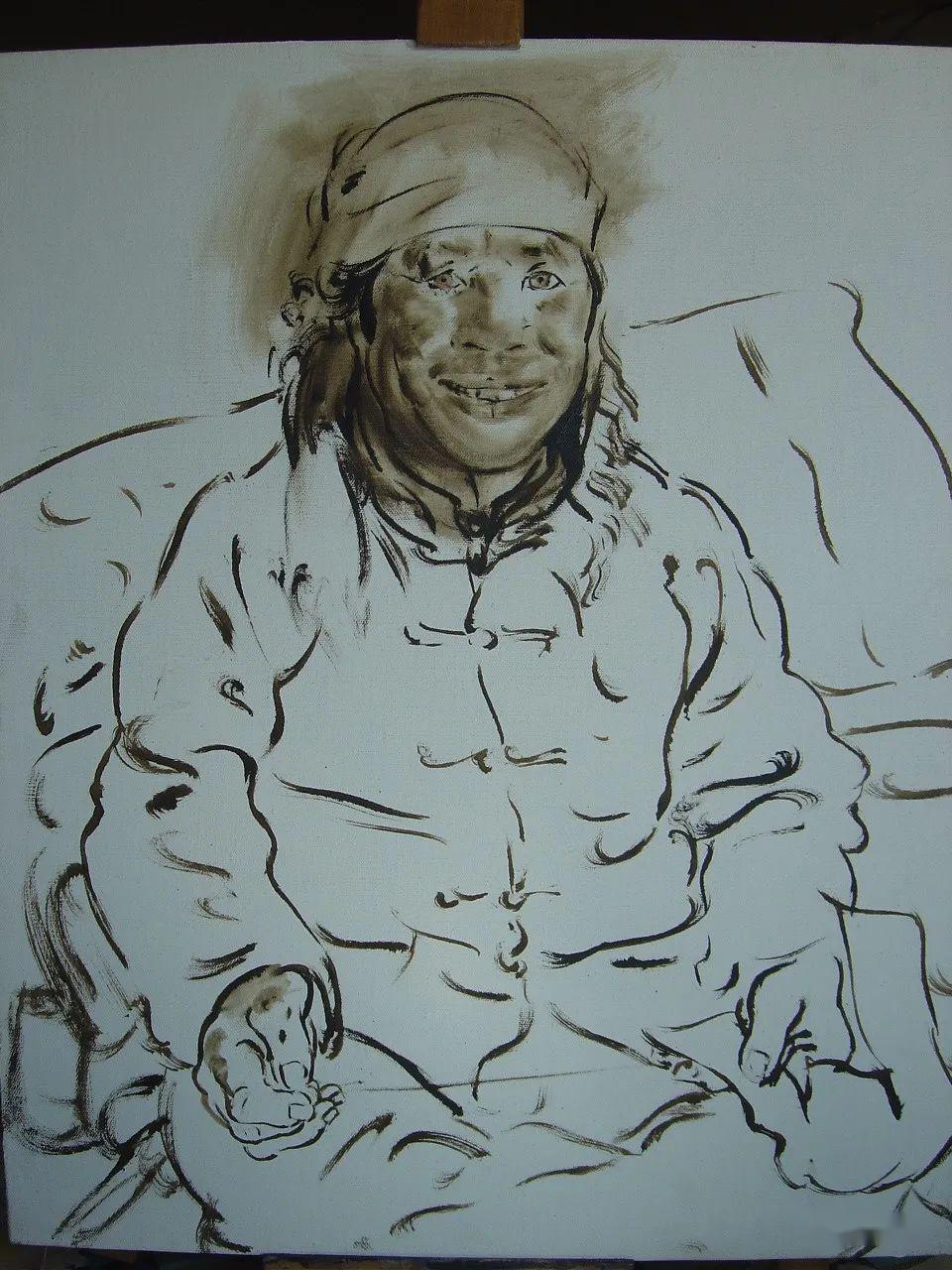 围头巾的农妇《围头巾的农妇》工作照春风含志汉子宽心《笑脸》 80x65