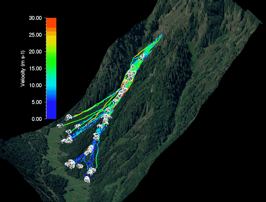 ramms:rockfall模型采用刚体力学,可以明确描述任意三维多面体,包括