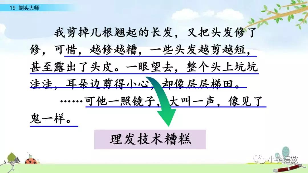 部編版三年級下冊第19課剃頭大師圖文講解