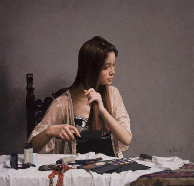 央美教授张义波超写实女体油画作品笔触细腻技法娴熟