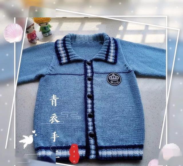 儿童棒针翻领开衫毛衣附图解