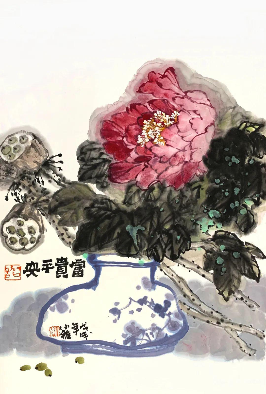张卫东(小雅)《富贵平安》68x46cm魏鸿蕴《天香醉》69×68cm袁振华