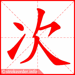 笔画 6画 结构 左右 组词 首次,名次