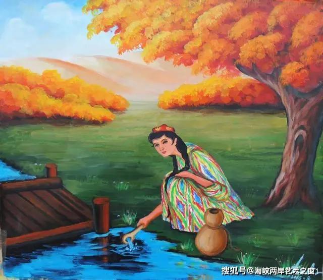 新疆画家西尔艾力艾买提麦盖提的民族农民画