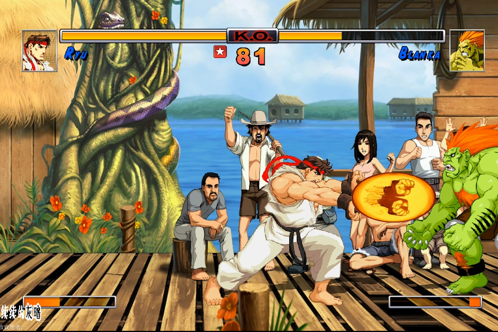 街霸2hd高清重制版,手动打个街机模式通关,手感清晰度还不错