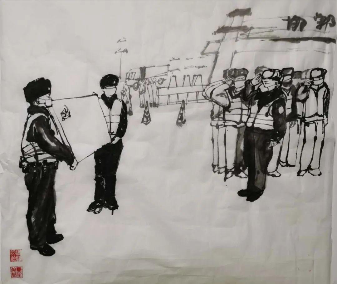 她的30幅交警防疫素描画火遍了朋友圈