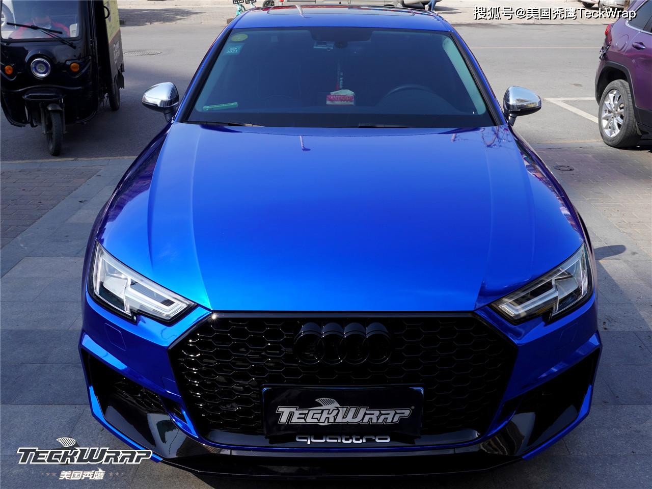 秃鹰teckwrap汽车车身改色贴进口膜|chm08e镜面电镀蓝|奥迪_搜狐汽车_