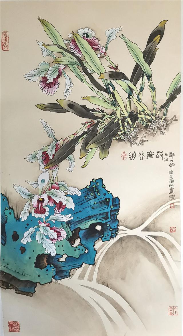 中国画大家郑大干工笔重彩花鸟画