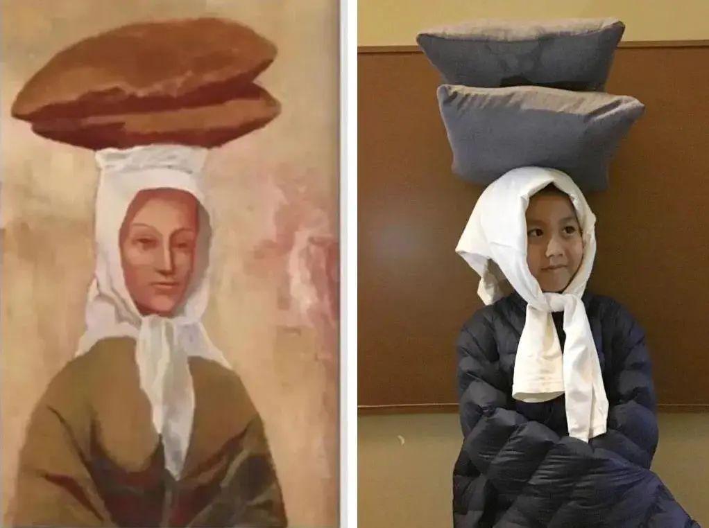 小学生上网课cos世界名画惟妙惟肖,网友:太有才了!
