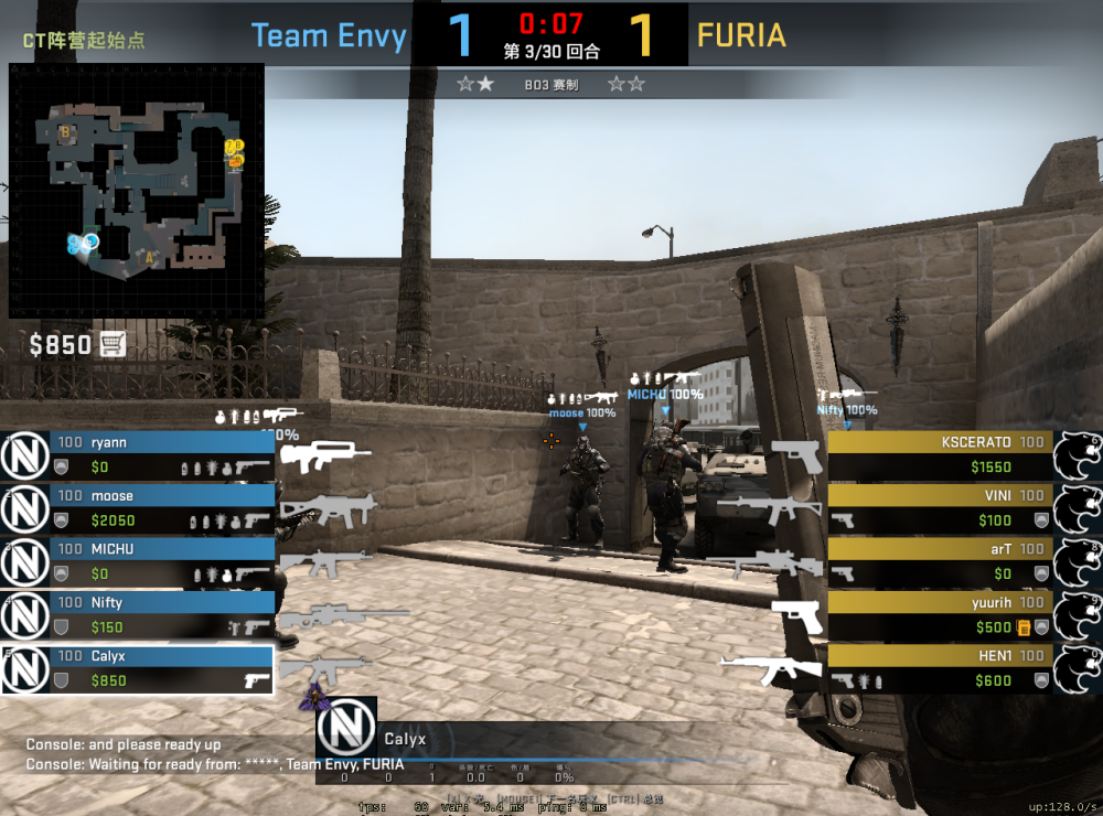 CSGO:总回合数超过90!FURIA与Envy对决,三张地图拉满_比赛
