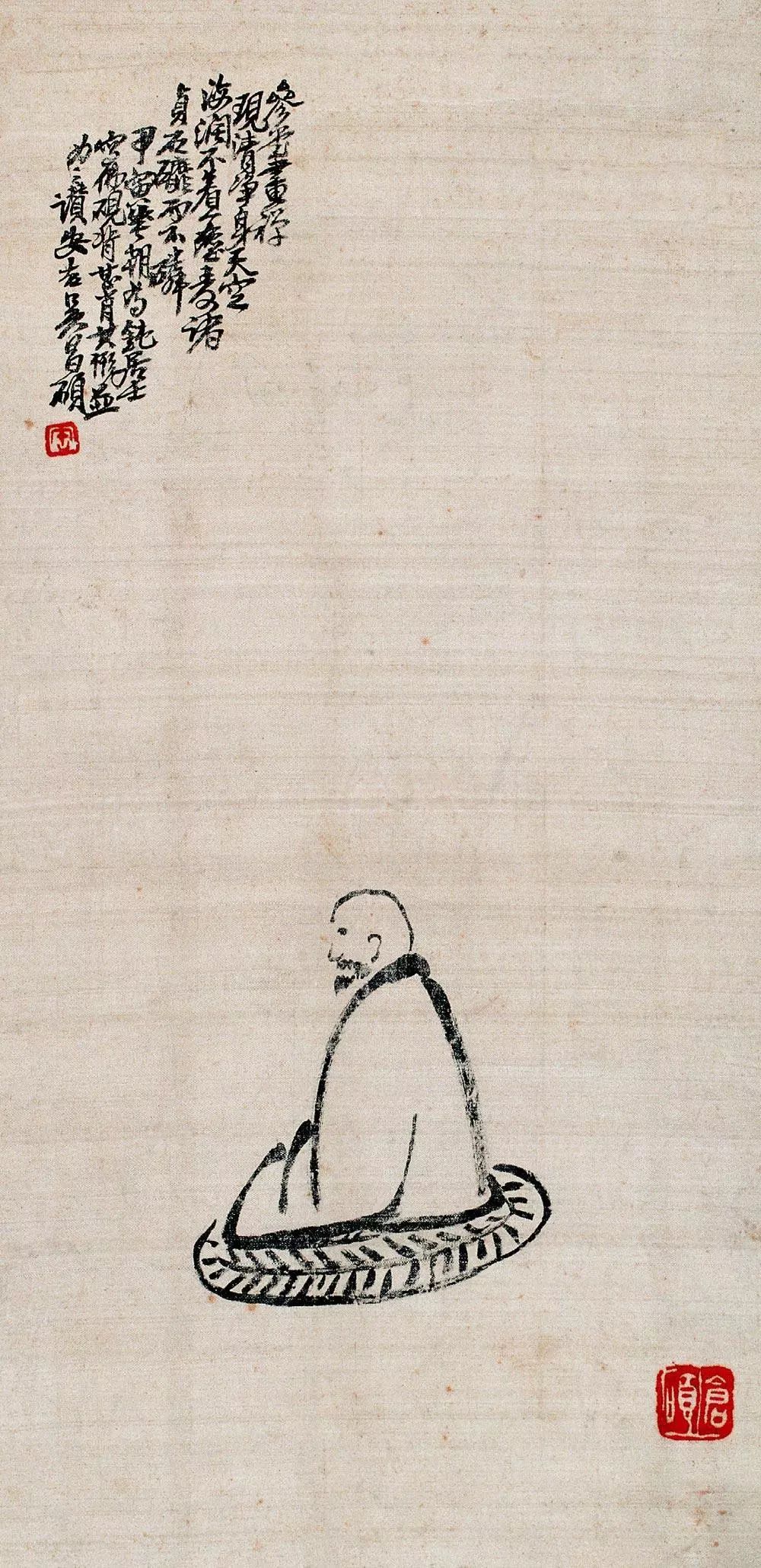 吴昌硕 参禅图吴昌硕,胡郯卿,王云 佛子读书图吴昌硕人物吴昌硕人物