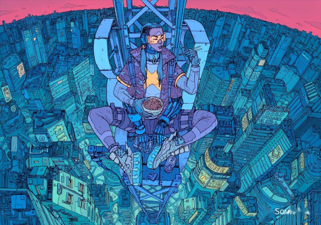 这才叫赛博朋克超强色彩搭配极致感情渲染爱了deathburger作品分享