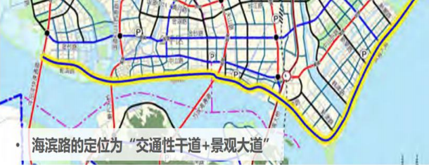 规划》道路系统图同时,结合远期海滨路的功能定位城市交通性景观大道