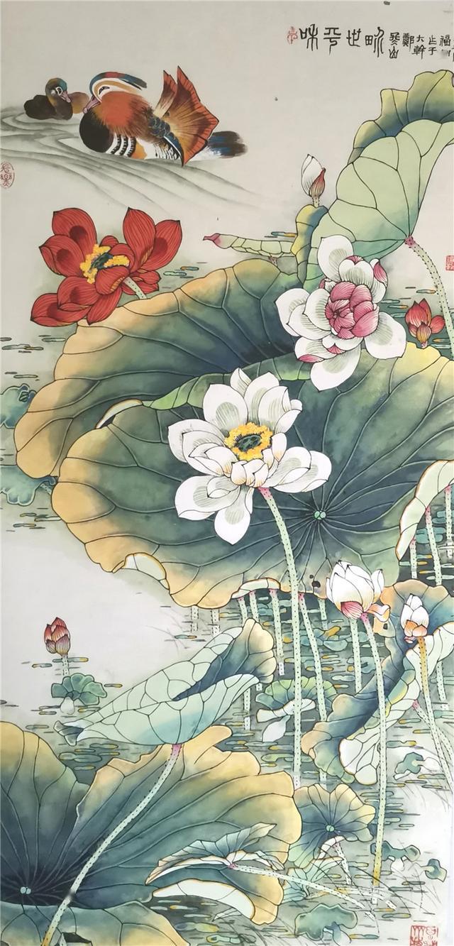 中国画大家郑大干工笔重彩花鸟画