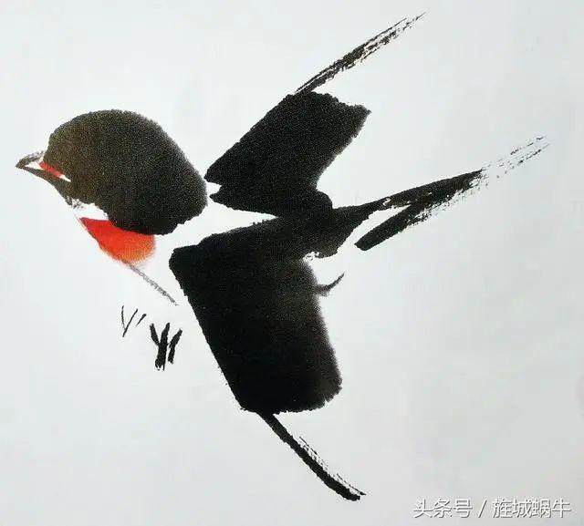 花鸟画之燕子的画法,燕子轻盈多姿的形态画法_浓墨