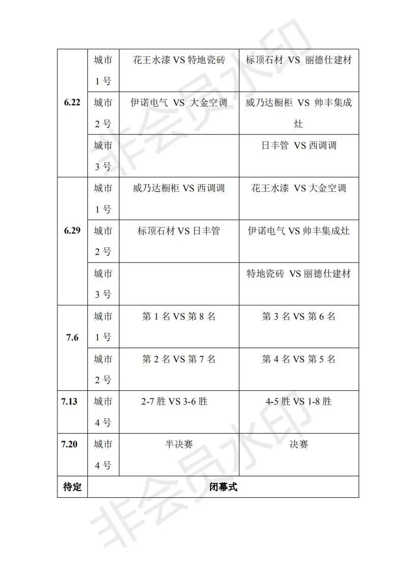 赛程表安德家居威乃达橱柜杯第11届精英设计师足球联赛
