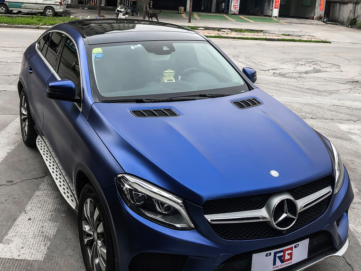奔驰gle车身改色电光海军蓝rg瑞集改色膜福建泉州加盟店出品