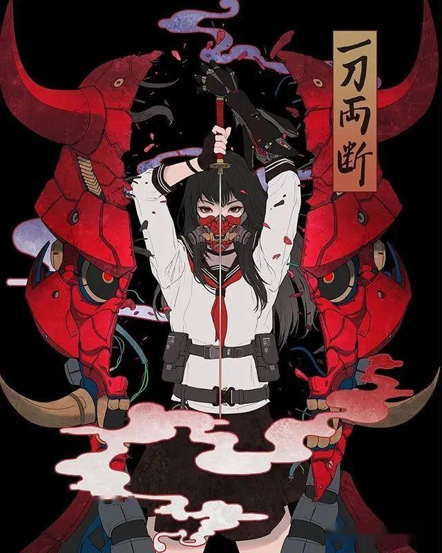 插画丨酷到没朋友的少女装甲战士赛博朋克风永远都让人热血沸腾