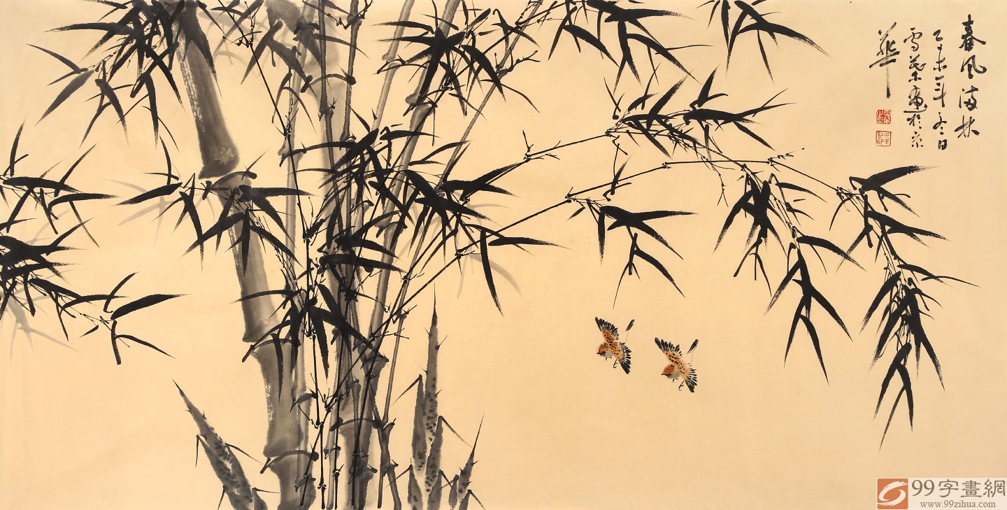 99字画网推介何华贤竹子画清雅脱俗挺拔劲健