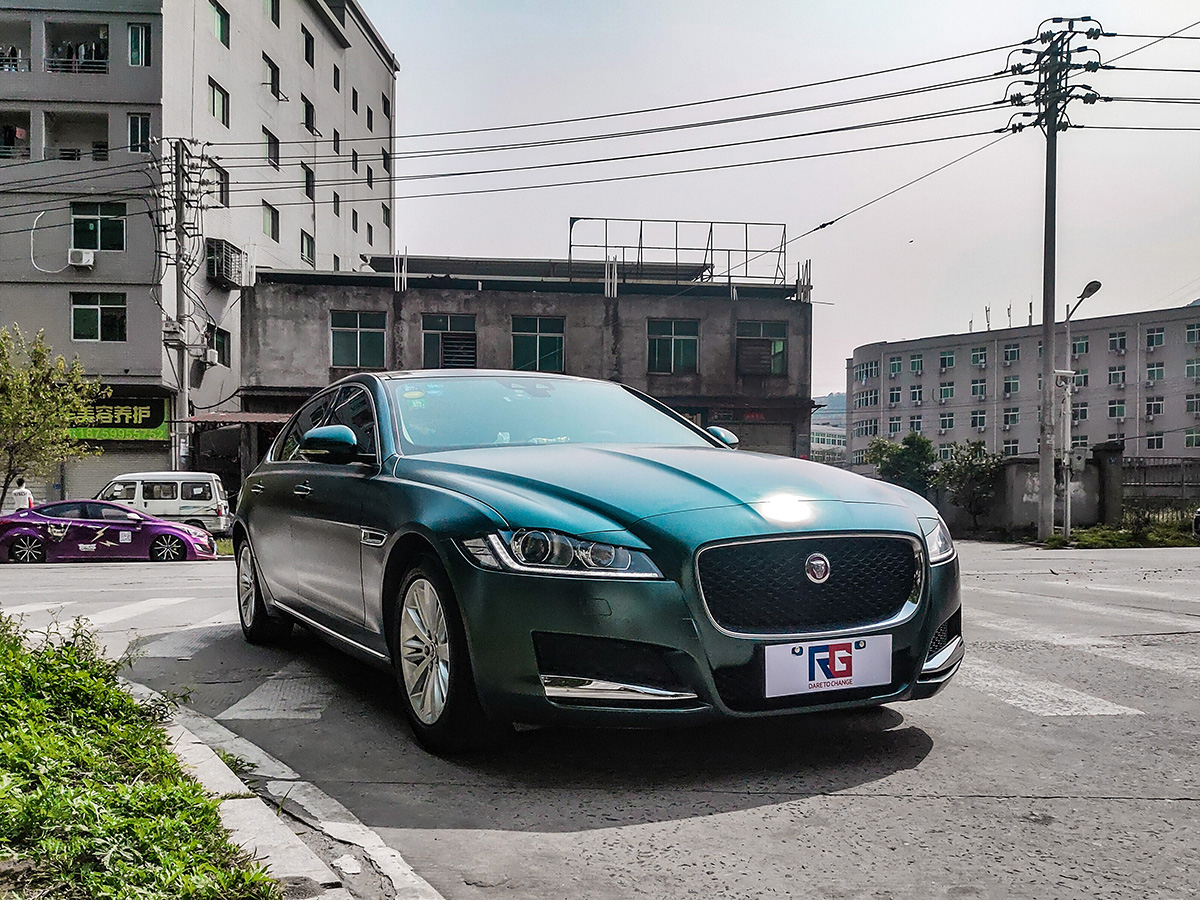 捷豹xfl车身改色电光宝石绿rg瑞集改色膜福建泉州加盟店出品