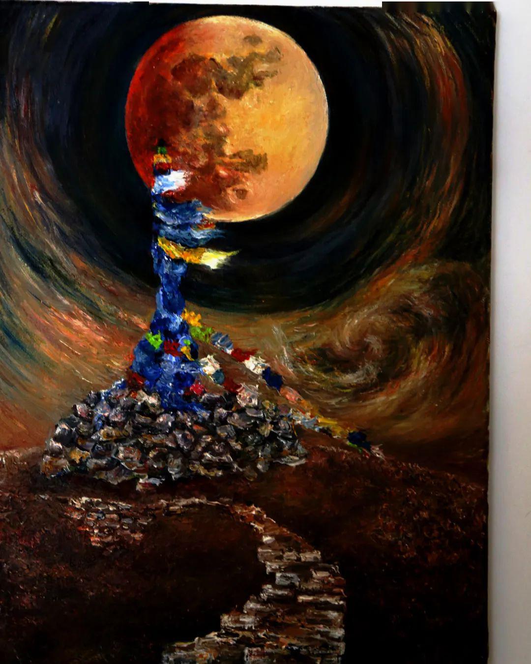 源于艺术灵感的敖云哈达油画作品赏心悦目