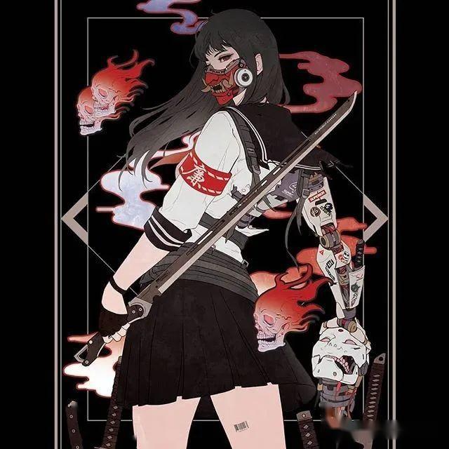 插画丨酷到没朋友的少女装甲战士赛博朋克风永远都让人热血沸腾