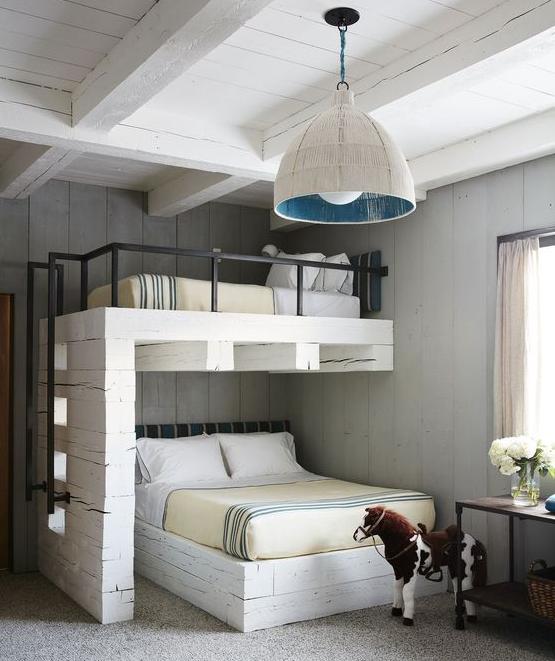 儿童房装个这样的上下铺2个孩子能共用一间卧室还能保护隐私