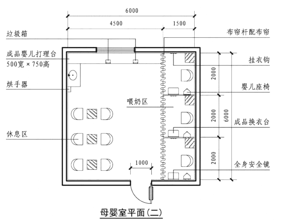 母婴室配置标准平面图图片