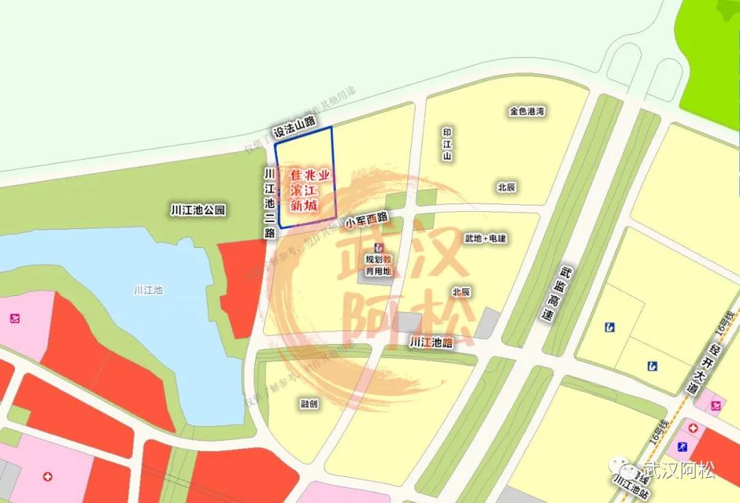 南边为小军西路,住宅规划地块,规划教育用地;西边是川江池二路,川江池