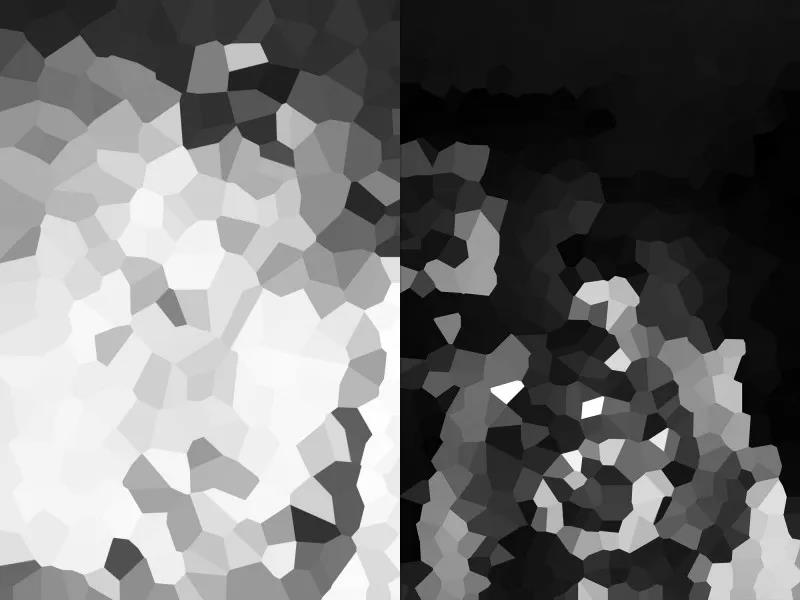 这两张色块的示意图,一张是彩色,一张是黑白,黑白的对比更明显,左图