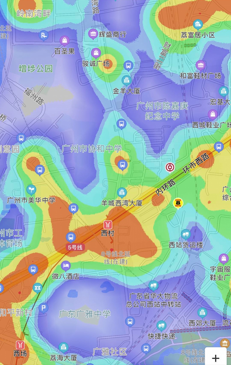 4月24日 08:15,广东广雅中学等学校的热力图除了公立名校,南都大数据