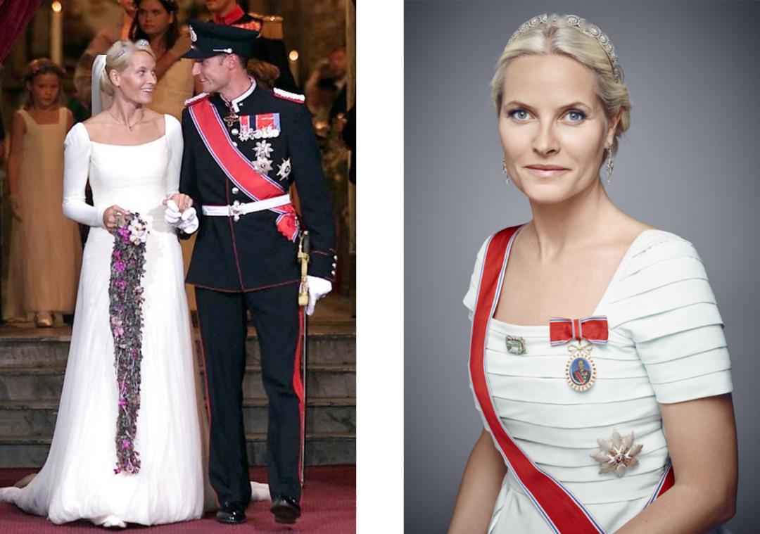 还有挪威王妃梅特玛丽,在结识王储之前在夜总会做服务员,并且是个单身